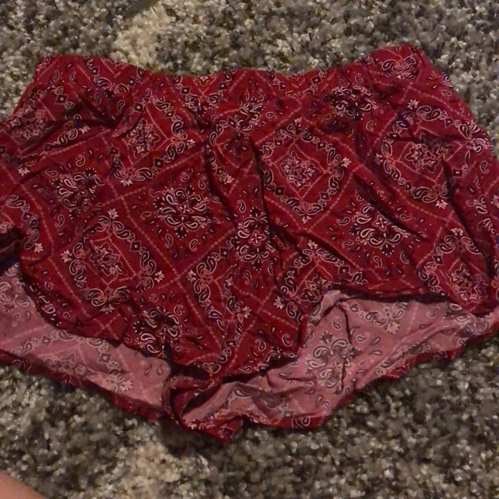 red bandana patterned shorts